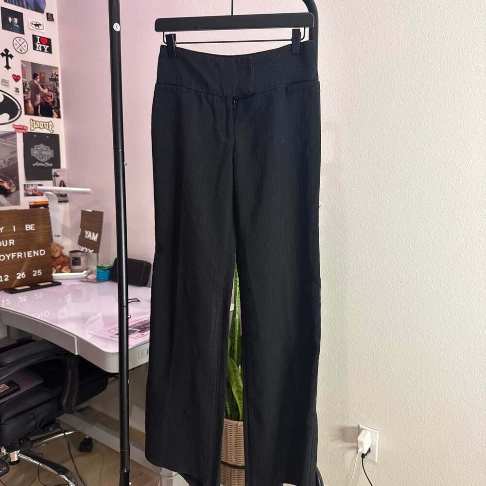 Byer California B.Wear Black Pinstripe Wide Leg Pants